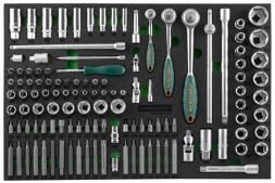 Набор головок торцевых 1/4" 3/8" 1/2"DR 81предмет вставок бит-40предметов EVAложемент Jonnesway S04H45121SV 49275