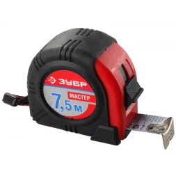 Рулетка ЗУБР "МАСТЕР", обрезиненный корпус, 7,5мх25мм 34055-08-25_z01