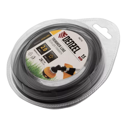 Леска для триммера двухкомпонентная звезда, 2,0мм х 15м,  FLEX CORD, Denzel 96216 купить в Челябинске