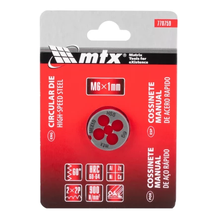 Плашка М6 х 1 мм, Р6М5 Matrix 770759 купить в Челябинске