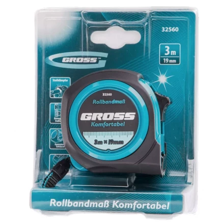 Рулетка Komfortabel 3 м х 19 мм обрезиненный корпус Gross 32560 купить в Челябинске