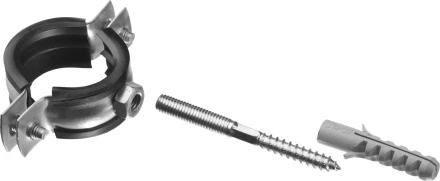 ЗУБР &quot;МАСТЕР&quot;. Хомут трубный с гайкой, оцинкованный, в комплекте с сантехнической шпилькой и дюбелем, 1&quot;, 1шт 37866-32-36 купить в Челябинске
