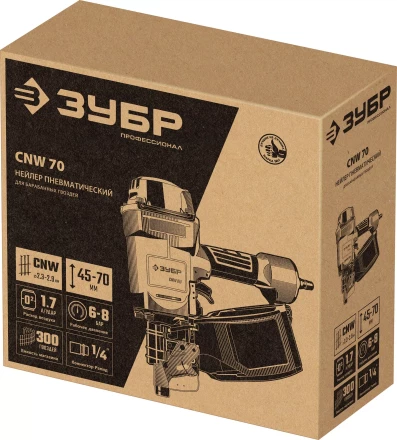 ЗУБР CNW-70, пневматический нейлер для барабанных гвоздей ЗУБР CNW (45-70 мм), Профессионал (31912) купить в Челябинске