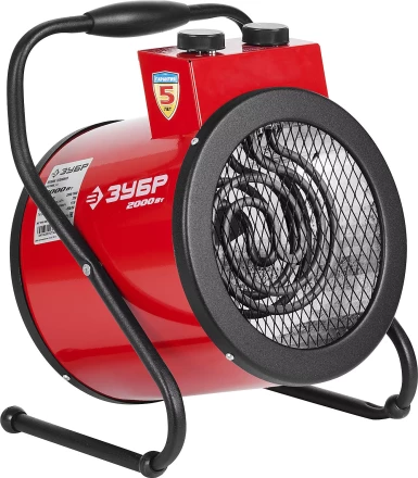 Пушка ЗУБР &quot;МАСТЕР&quot; &quot;круглая&quot; тепловая электрическая, гладкий нерж ТЭН, 2/1 кВт, 220В ЗТП-2000_М2 купить в Челябинске