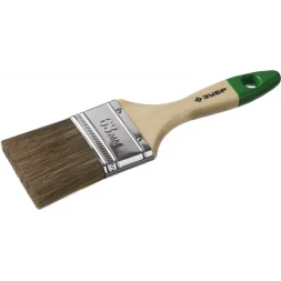 Кисть плоская ЗУБР "ЛАЗУРЬ-МАСТЕР", смешанная щетина, деревянная ручка, 63мм 4-01009-063