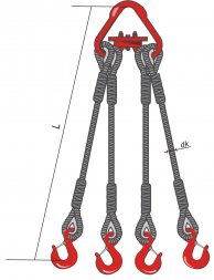 Строп канатный четырехветвевой 4СК 20 т L=3 м заплет на станке