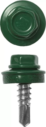 Саморезы ЗУБР &quot;ПРОФЕССИОНАЛ&quot; окраш., RAL 6002 зелен. лист, для крепл. кров. матер. к металл. констр., 5.5x25мм, 1800шт 4-300310-55-025-6002 купить в Челябинске