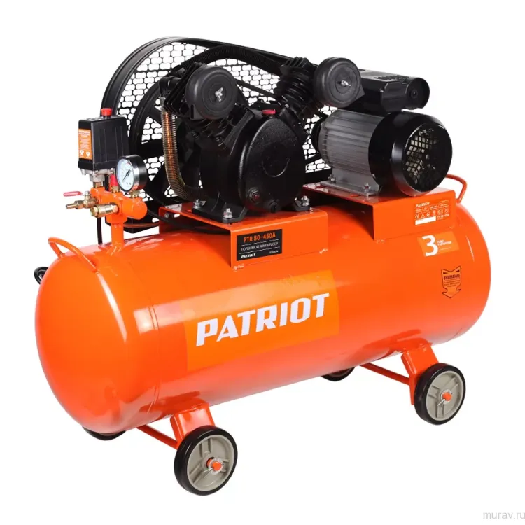 Компрессор масляный поршневой ременной PATRIOT PTR 80/450A купить в Челябинске