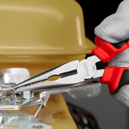 Длинногубцы прямые Matrix, 160 мм, хром-ванадий, двухкомпонентные рукоятки, 17309 купить в Челябинске