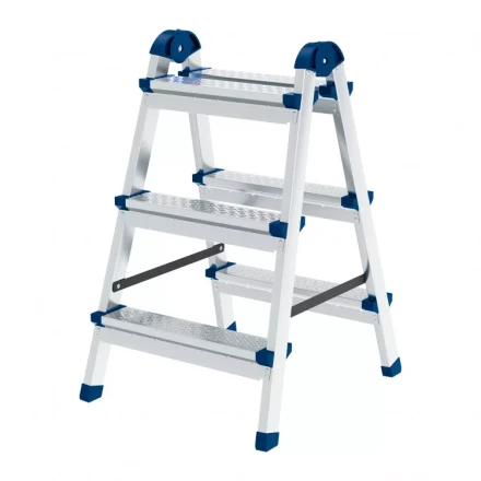 Стремянка двухсторонняя 3 ступени сталь профиль стальные ступени Сибртех 97983 купить в Челябинске