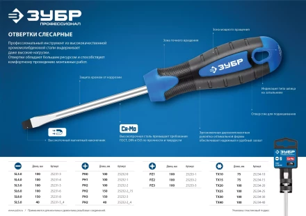 ЗУБР PZ3 x 150 мм, отвертка, Профессионал (25233-3) купить в Челябинске
