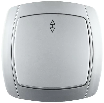 Выключатель СВЕТОЗАР &quot;АКЦЕНТ&quot; проходной одноклавишный в сборе, цвет серебристый металлик, 10А/~250В SV-54237-SM купить в Челябинске