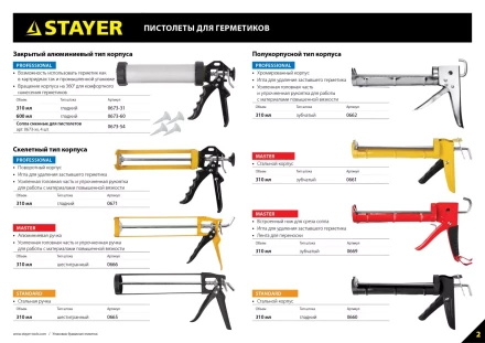 Пистолет для герметика STAYER &quot;PROFESSIONAL&quot; 0673-60, закрытый, алюминиевый корпус, 600мл 0673-60 купить в Челябинске