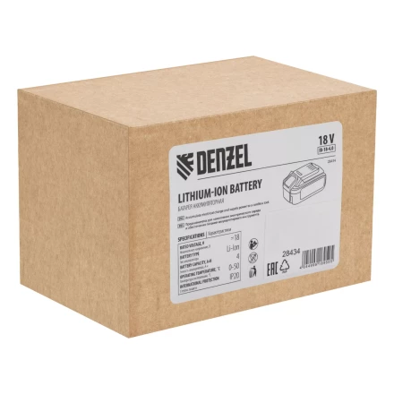 Батарея аккумуляторная Denzel IB-18-4.0, Li-Ion, 18 В, 4.0 А/ч 28434 купить в Челябинске