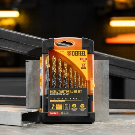 Набор сверл по металлу Denzel 723006, 1,5-6,5мм, Р6М5К8-TiN, Golden Tip, 13 шт купить в Челябинске