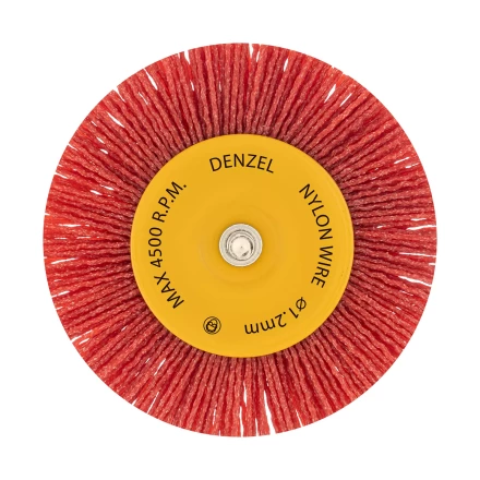 Щетка для дрели Denzel, 100 мм, Плоская, со шпилькой, нейлоновая щетина, 74434 купить в Челябинске