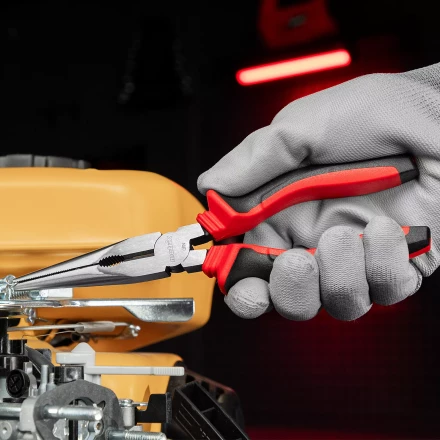 Длинногубцы прямые Matrix, 200 мм, хром-ванадий, двухкомпонентные рукоятки, 17311 купить в Челябинске