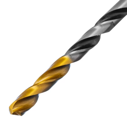 Сверло спиральное по металлу Denzel 5 x 86мм, Р6М5, Golden Tip, многогранная заточка, 718276 купить в Челябинске