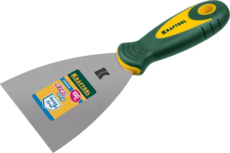 Шпательная лопатка KRAFTOOL с 2-компонент ручк, профилиров нержав полотно, 100мм 10035-100 купить в Челябинске
