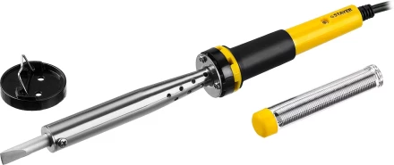 Паяльник STAYER &quot;PROFI&quot; с двухкомпонентной рукояткой и долговечным жалом, в комплекте (припой и подставка), 80 Вт, клин 55300-80 купить в Челябинске