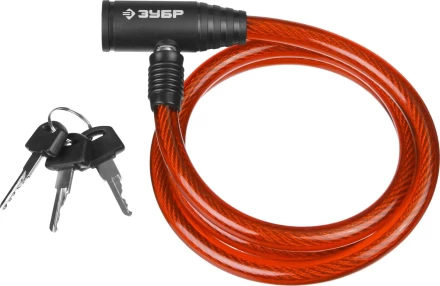 Замок ЗУБР &quot;МАСТЕР&quot;, тросовый, 3 ключа в комплекте, длина троса 1200мм, d 10мм 37263-120 купить в Челябинске