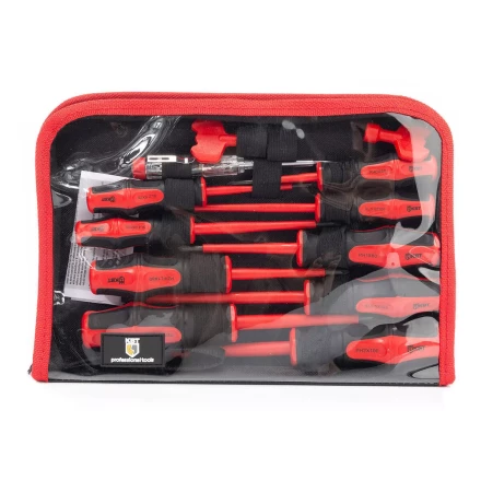 Набор диэлектрических отверток КВТ VDE НИО-12, профиль SL, PH, PZ/FL и ключи для электрошкафов, 12 предметов (103016) купить в Челябинске