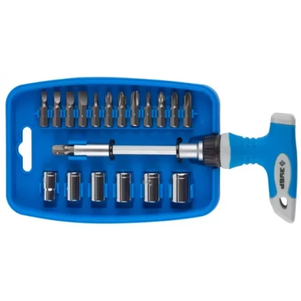 Отвертка ЗУБР &quot;МАСТЕР&quot; реверсивная, пистолетная двухкомпонентная рукоятка, 21 предмет 25411-H21 купить в Челябинске