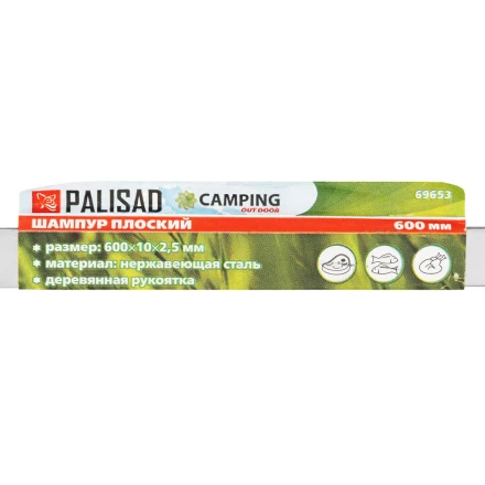 Шампур плоский Palisad, 600 х 10 х 2.5 мм, с деревянной лакированной рукояткой, нержавеющая сталь, Camping 69653 купить в Челябинске