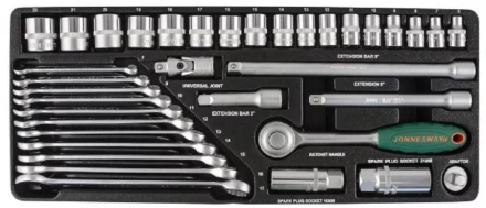 Набор головок торцевых 3/8&quot;DR 6-22мм ключи комбинированные 7-17мм 36предметов Jonnesway S04Н3536S 47394 купить в Челябинске