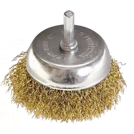 Щетка для дрели, 50 мм, "чашка" со шпилькой, латунированная витая проволока MATRIX 74475 купить в Челябинске