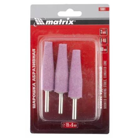 Шарошка абразивная конус удлин. 19x60x6 F46 3штук MATRIX 76001 купить в Челябинске