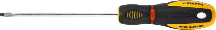 Отвертка STAYER "PROFI" "PROTech", двухкомп рукоятка, намагниченная, Cr-Mo, SL3,0x100мм 25131-03-10_z02 купить в Челябинске