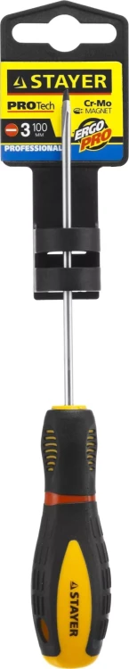Отвертка STAYER "PROFI" "PROTech", двухкомп рукоятка, намагниченная, Cr-Mo, SL3,0x100мм 25131-03-10_z02 купить в Челябинске