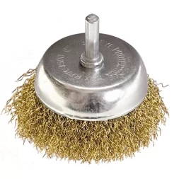 Щетка для дрели, 65 мм, "чашка" со шпилькой, латунированная витая проволока MATRIX 74477