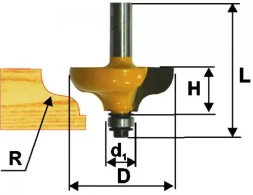 Фреза кром калевочная ф381х16мм R64мм хв 8мм 9257
