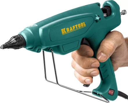Пистолет клеевой (термоклеящий) &quot;PRO&quot;, KRAFTOOL 06843-220-12, эл, двухкомп корпус, рабоч темп 193град, выход клея 1,2кг/час, d=12мм, 220Вт 06843-220-12 купить в Челябинске
