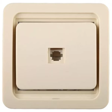Розетка СВЕТОЗАР &quot;ГАММА&quot; телефонная одинарная, цвет бежевый SV-54117-B купить в Челябинске