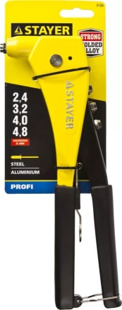 Заклепочник, STAYER ProFix &quot;RX600&quot;, литой корпус, для заклепок d=2,4 / 3,2 / 4,0 / 4,8 мм - алюминий и сталь купить в Челябинске